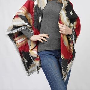 Red and Black Patterned Shawl